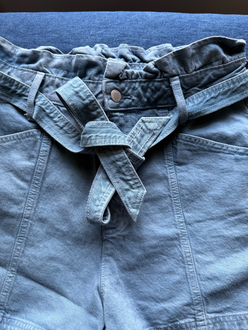 Universal Thread Light Blue Paperbag Waist Belted Jean Shorts
